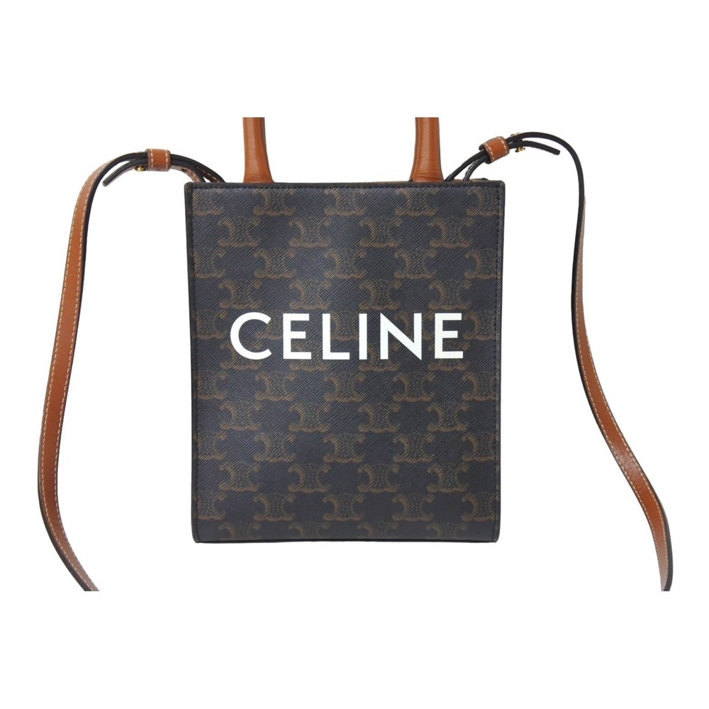 Celine Triomphe canvas handbag brown Cabas Vertical